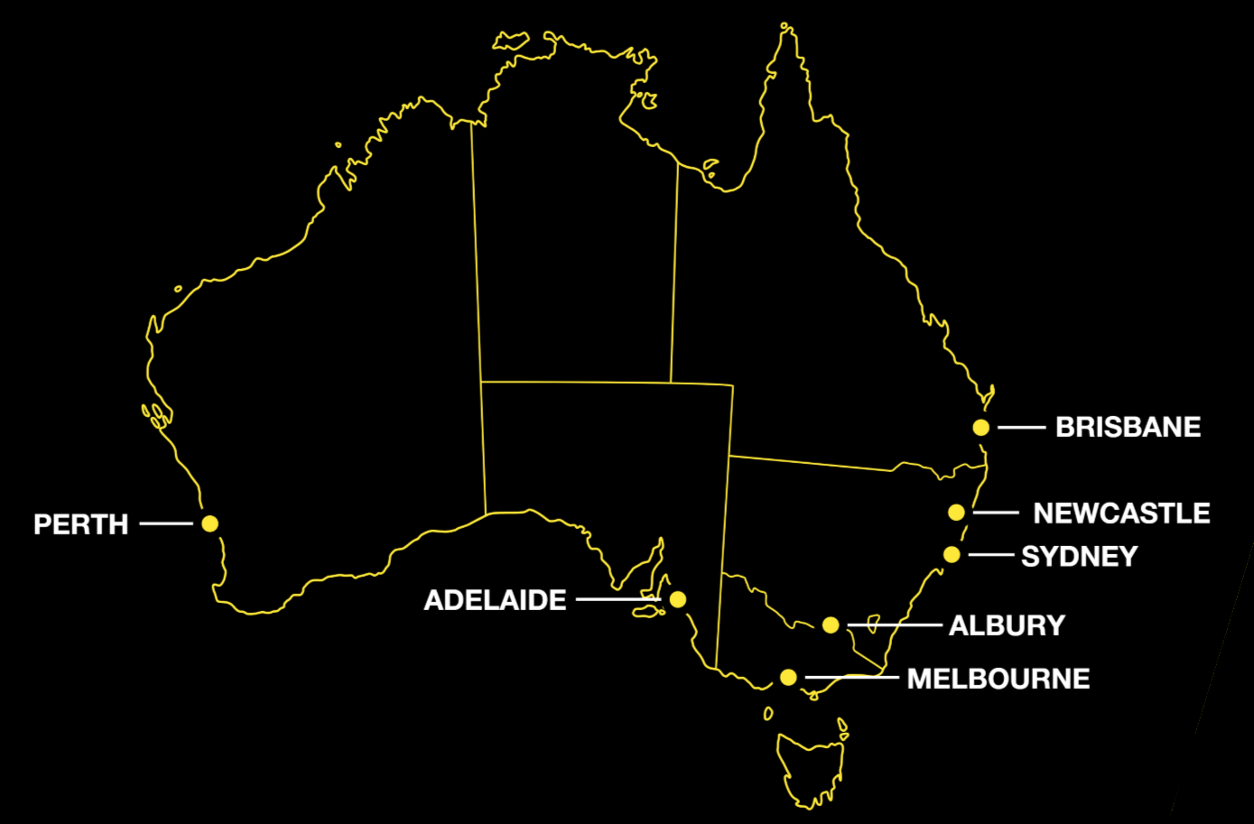 TR Group Australia Branch Locations Map